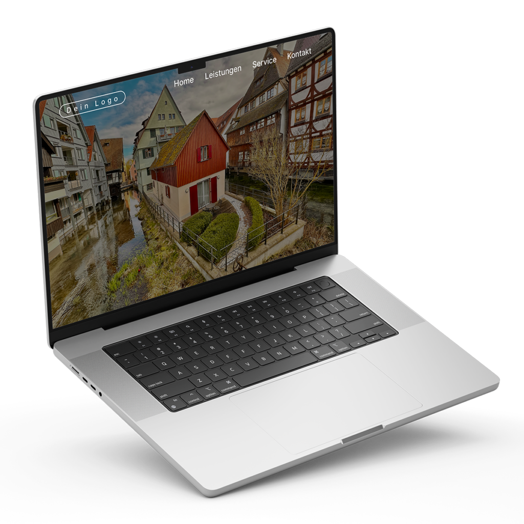 Website-Mockup auf Laptop mit Ulmer Fischerviertel – Webdesign Ulm